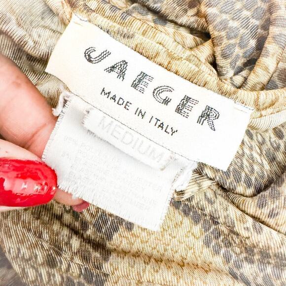 Jaeger Snakeskin Patterned Printed Short Sleeve Top Size Medium - Picture 2 of 4